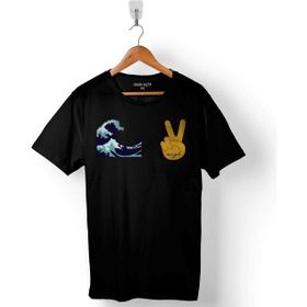 Kendim Seçtim Water Su Tavşan Two Fingers Zafer Emoji Baskılı Siyah Unisex T-Shirt