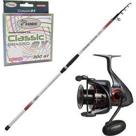 Kendo Atlantic Surf 4.20 m 100-250 gr Olta Kamışı + Okuma Ceymar C-8000A Dark Grey 7+1BB Olta Makinesi Surf Olta Seti
