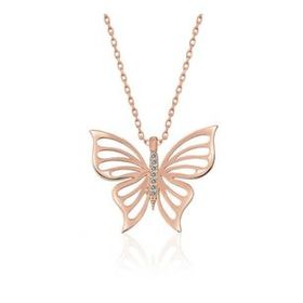 KENPAZAR 925 Ayar Rose Bahar Kelebeği Kadın Gümüş Kolye