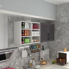 Kenzlif Patlıcan 90 Gri Mod 2 90x160x32 Mebran Kapak Suntalam Gövde Hazır Mutfak Dolabı