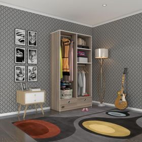 Kenzlife 2 Bölmeli 2 Çekmeceli Bedri 182x100x42 Cordoba Kapaksız Giysi Dolabı
