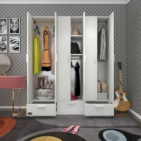 Kenzlife Açelya 6 Kapılı 3 Çekmeceli 150 cm Beyaz Gardrop