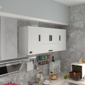 Kenzlife Acus 60x150x32 cm Mutfak Kapaklı Raflı Hazır Beyaz Mutfak Dolabı
