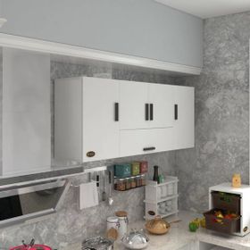 Kenzlife Acus 60x150x32 cm Mutfak Kapaklı Raflı Hazır Beyaz Mutfak Dolabı