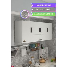 Kenzlife Acus 60x150x32 cm Mutfak Kapaklı Raflı Hazır Beyaz Mutfak Dolabı