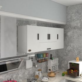 Kenzlife Acus 60x150x32 cm Mutfak Kapaklı Raflı Hazır Beyaz Mutfak Dolabı