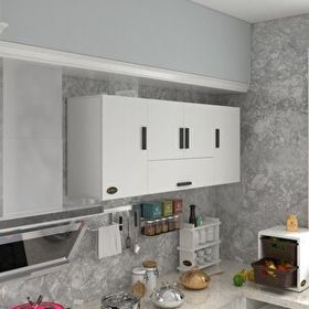 Kenzlife Acus 60x150x32 cm Mutfak Kapaklı Raflı Hazır Beyaz Mutfak Dolabı