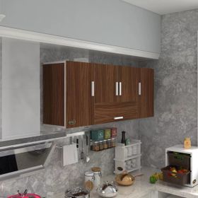 Kenzlife Acus 60x150x32 cm Mutfak Kapaklı Raflı Hazır Ceviz Mutfak Dolabı