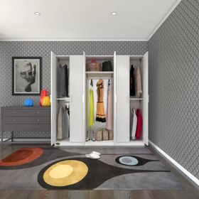 Kenzlife Anemon 6 Kapaklı Kapılı Beyaz 180x180x42 cm Gardrop