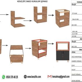 Kenzlife Bade Ceviz 85x60x57 cm Mutfak Dolabı