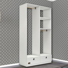 Kenzlife Bedri Beyaz 2 Bölmeli 2 Çekmeceli Kapaksız 182*100*42 CM Giyisi Dolabı
