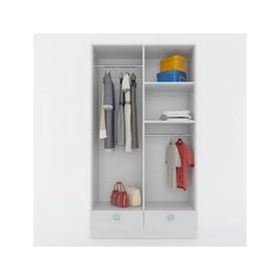 Kenzlife Bedri Beyaz 2 Bölmeli 2 Çekmeceli Kapaksız 182*100*42 cm Giyisi Dolabı