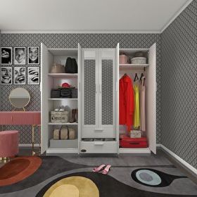 Kenzlife Begonvil 6 Kapılı Çekmeceli 180 CM Beyaz Gardrop