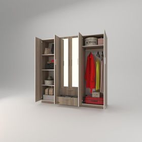 Kenzlife Begonvil 6 Kapılı Çekmeceli 180 CM Kahverengi Gardrop