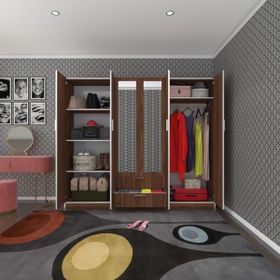 Kenzlife Begonvil 6 Kapılı Çekmeceli 210 CM Ceviz Gardrop