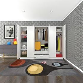 Kenzlife Begonvil 6 Kapılı Çekmeceli 240 CM Beyaz Gardrop