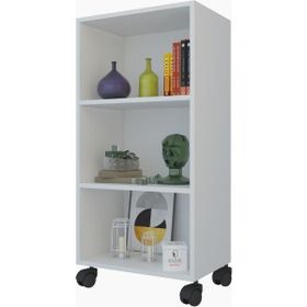 Kenzlife Beril 108x040x020 cm Beyaz Tekerlekli Kitaplık