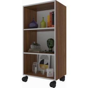 Kenzlife Beril 108x060x020 cm Ceviz Tekerlekli Kitaplık