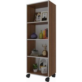 Kenzlife Beril 128x040x020 cm Ceviz Tekerlekli Kitaplık
