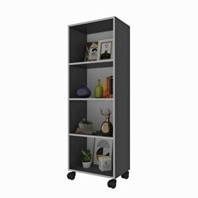 Kenzlife Beril 128x040x020 cm Gri Tekerlekli Kitaplık