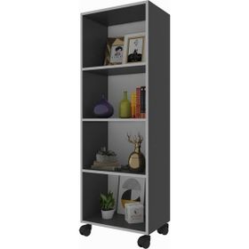 Kenzlife Beril 128x060x020 cm Gri Tekerlekli Kitaplık