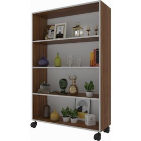 Kenzlife Beril 128x090x020 cm Ceviz Tekerlekli Kitaplık