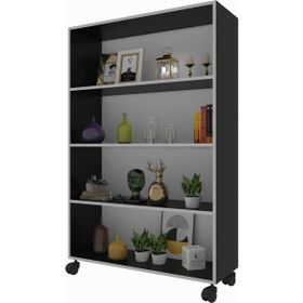 Kenzlife Beril 128x090x020 cm Gri Tekerlekli Kitaplık