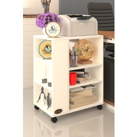 Kenzlife Berubetto076 76x60x40 cm Beyaz Tekerlekli Ofis Yazıcı Masası