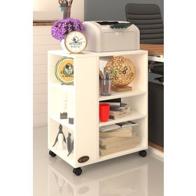 Kenzlife Berubetto076 76x60x40 cm Beyaz Tekerlekli Ofis Yazıcı Masası