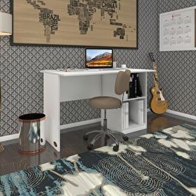 Kenzlife Beyaz Sağ 75x110x60 cm Raflı Ofis Bilgisayar Masası