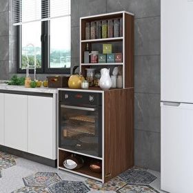 Kenzlife Canfeza Ceviz 165x60x56 Mutfak Raflı Ankastre Fırın Dolabı