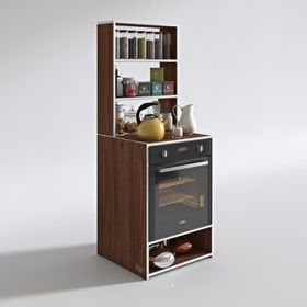 Kenzlife Canfeza Ceviz 165x60x56 Mutfak Raflı Ankastre Fırın Dolabı