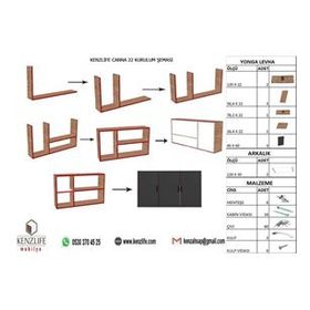 Kenzlife Canna Gri 60x120x22 cm Mutfak ve Banyo Dolabı