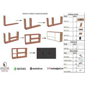 Kenzlife Canna Gri 60x120x32 cm Mutfak ve Banyo Dolabı