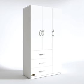 Kenzlife Civanperçemi 3 Kapılı 3 Çekmeceli 180x120x52 CM Beyaz Gardrop