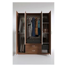 Kenzlife Deligül 4 kapılı 2 Çekmeceli Ceviz 180x160x52 CM Gardrop
