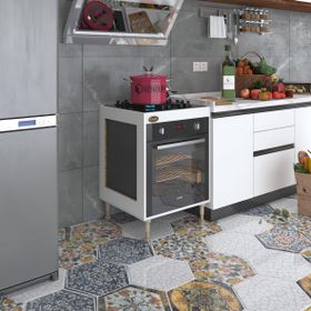 Kenzlife Emir Timur3 89-81x60x56 Fırın Ocak Dolabı Ayarlı Ayaklı Gri Ankastre Modülü Kabini