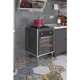 Kenzlife Emir Timur3 89-81x60x56 Fırın Ocak Dolabı Ayarlı Ayaklı Gri Ankastre Modülü Kabini