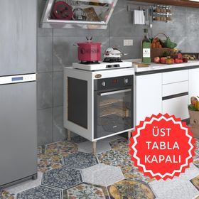Kenzlife Esena Mono3 Byz 89-81x60x56 Fırın Ocak Dolabı Ayarlı Ayaklı Üstü Kapalı Beyaz Ankastre Modülü Kabini