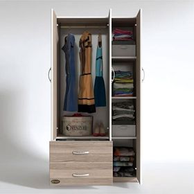 Kenzlife Fesleğen 3 Kapılı 2 Çekmeceli Kahverengi 180x120x52 CM Gardrop