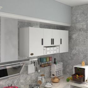 Kenzlife Floro 60x150x22 cm Kapaklı Raflı Beyaz Hazır Mutfak