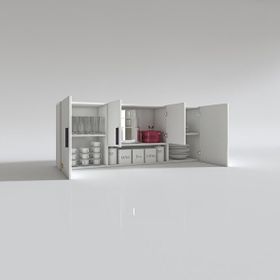 Kenzlife Floro 60x150x22 cm Kapaklı Raflı Beyaz Hazır Mutfak