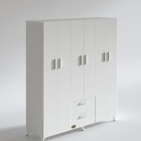 Kenzlife Glayör 168x150x42 cm Beyaz 6 Kapaklı Kapılı 2 Çekmeceli Gardrop