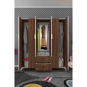 Kenzlife Glayör 168x150x42 cm Gri Ayaklı 6 Kapaklı Kapılı 2 Çekmeceli Gardrop