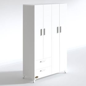 Kenzlife Gonca 4 Kapaklı Kapılı 2 Çekmeceli 168x100x42 CM Beyaz Gardrop