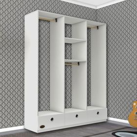Kenzlife Hamit 3 bölmeli 3 çekmeceli 150 cm Kapaksız Giyisi Dolabı
