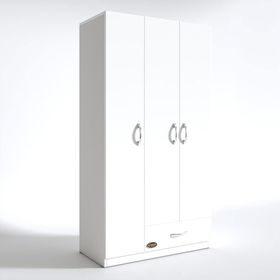 Kenzlife Hanımeli 180x120x52 CM 3 Kapılı 1 Çekmeceli Beyaz Gardrop