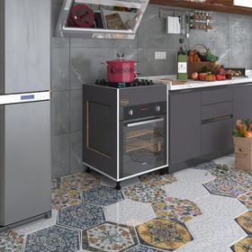 Kenzlife Haya Busa3 85x60x56 cm Ayarlı Ayaklı Üstten Gri Fırın Ocak Dolabı