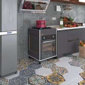 Kenzlife Haya Busa3 85x60x56 cm Ayarlı Ayaklı Üstten Gri Fırın Ocak Dolabı