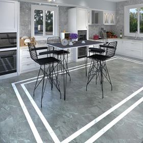 Kenzlife Hem105Zengin 100x70 cm Gri Siyah Masa ve 4 Adet Siyah Sandalye Takımı